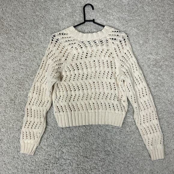 American Eagle Sweater Womens XS Open Knit Ivory Minimal Classic Preppy - Picture 5 of 8